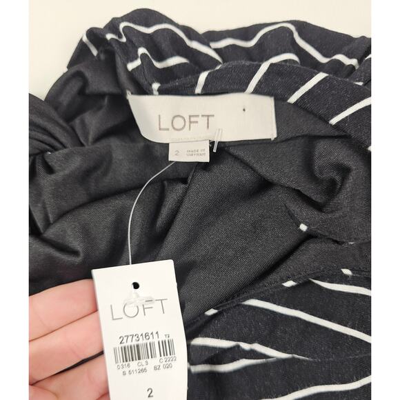 NWT size 2 black white stripes knit open knot back stretch midi summer beach - Picture 3 of 7